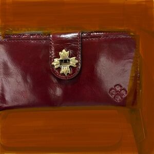 Patricia Nash Dark Red Polished Leather Wallet NWT as is Please read description